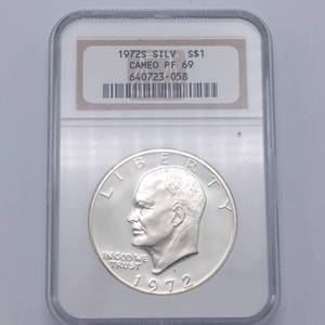 1972-S 40% Eisenhower Silver Dollar in NGC holder PF 69 Cameo