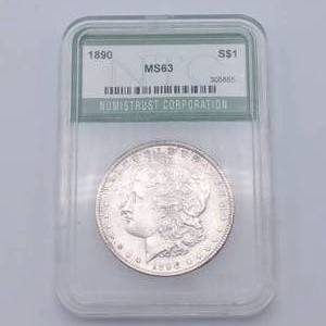1890 Morgan Silver Dollar in NTC holder MS63