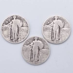 3 Standing Liberty Quarters, 1928,1928-S & 1930-S