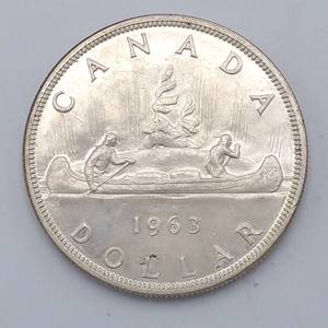 Canada Silver Dollar- 80% Silver 1963 BU