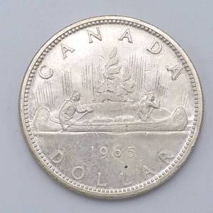 Canada Silver Dollar- 80% Silver 1965-Pointed 5, BU