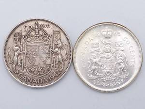 Canada Half Dollars- 80% Silver 1942 and BU 1965