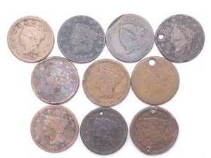 10 US Large cents - Culls, some holed, some have dates