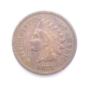 1871 Indianhead Cent- Tougher Date in Better Grade