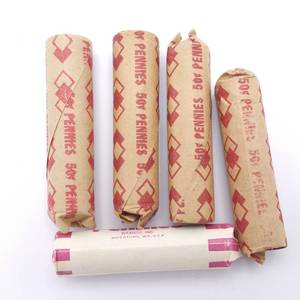 5 Rolls US Wheat Cents, Teens through 1950s--250 Coins