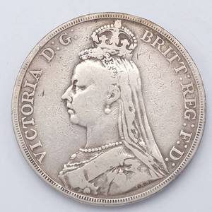 Great Britian Queen Victoria 1890 - 1 Crown 92.5% Sterling Silver 28.3 gr