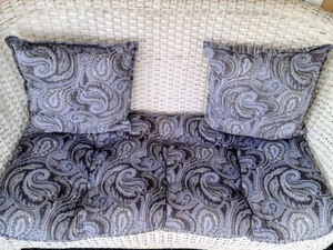 White Wicker Sofa and Matching Side Table