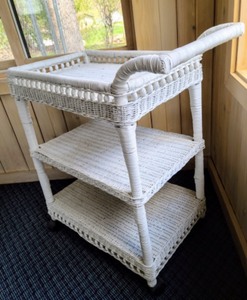 White Wicker Bar Cart