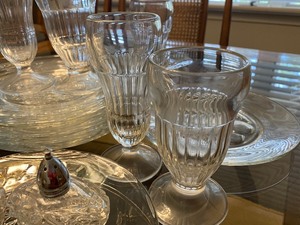 Vintage Glass Luncheon Plates and Glasses