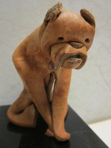 lot 617 image: VINTAGE 1960S GERMAN LEATHER BOXER DOG ORIGAMI SCULPTURE, BY DERU