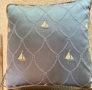lot 249 image: Sailboat Print and 2 Accent Pillows