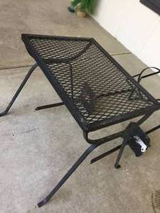 lot 136 image: 2 Metal Plant Holders and a Metal Garden Table