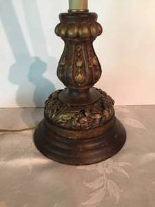 lot 169 image: Ornate Brass Table Lamp With Beaded Shade