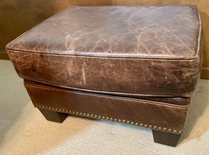 lot 222 image: Brown Leather Ottoman