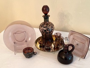 lot 111 image: Vintage Amethyst Decanter Set