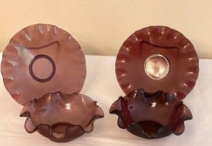 lot 115 image: Two Vintage Amethyst Candy Dishes w Underplates