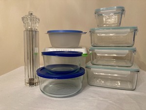 lot 186A image: Food Storage Containers and Pepper Grinder