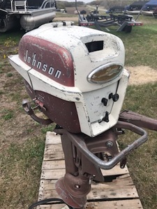 Johnson Boat Motor & Vintage Gas Tank