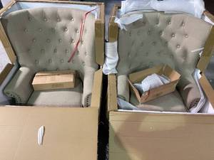 Lot of 2 Home Decorators  Ernest Dark Beige Polyester Arm Chair not used