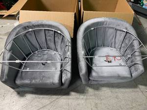 Lot of 2 - Lumisource  Tania Grey Velvet and Gold Metal Accent Chair see pictures