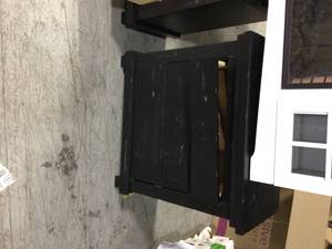 Lot of 2 end tables some damaged present and fireplace see pictures