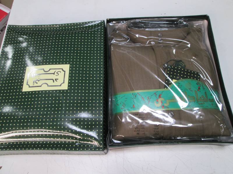 lot 96 image: Mens Button Down Cuffed Sleeve DressRobe Attire (Size 58) Made in Egypt