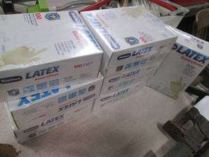 lot 138 image: 7 Boxes of Latex Exam Gloves,  One ...