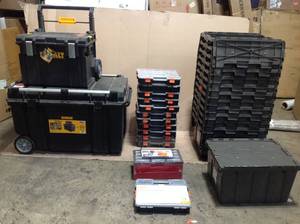 Lot of assorted Tool boxes, organizers  and storage units see pictures
