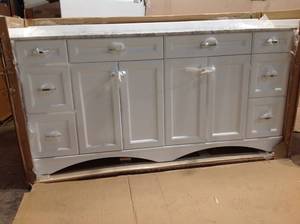 Rosswell Naples 72 in. W x 22 in. D x 35 in. H Vanity in White with Marble Vanity Top in White with Basin not used see pictures
