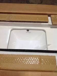 Home DEcorator Vinespring 48 in.Wx22 in.D Single Wall Hung Bath Vanity in Wood Tone with Marble Vanity Top in White with White Sink not used see pictures