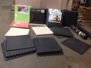 Lot of assorted Interlocking Gym Tiles and mats customer returns  see pictures