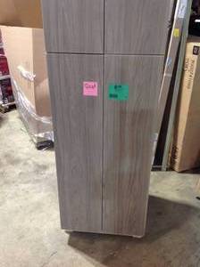 Hampton Bay Designer Series Edgeley Assembled 24x84x23.75 in. Pantry Kitchen Cabinet in Driftwood in good condition customer return see pictures