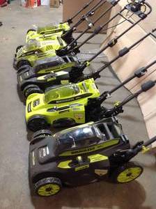 Lot of Ryobi Cordless Lawnmowers no bags included  tool only customer returns see pictures