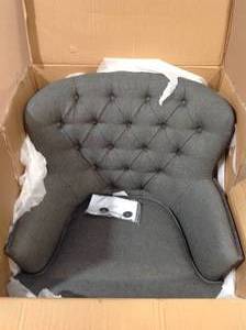 Noble House Tafton Grey Fabric Tufted Club Chair not used see pictures