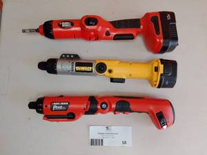 lot 58 image: 3 Pivot Drills-Black & Decker and Dewalt
