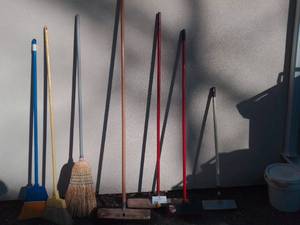 lot 81 image: All The Brooms Youll Ever Need- 7 Assorted Brooms