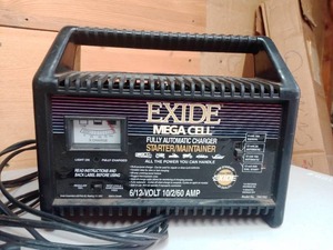 lot 99A image: Exide Mega-Cell and Sears Tell-A-Charger Battery Chargers