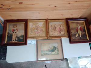 lot 100 image: Vintage French Prints and French Tapestries Custom Framed Artwork Collection