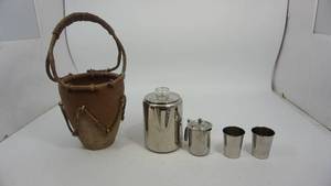 lot 126 image: Antique Coffee Percolator--- Creamer Container---Clay Pottery Flower Pot