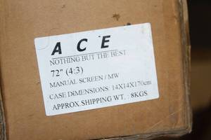 lot 36 image: ACE Nothing but the Best 72 Manual Pull Down 43 Video Projector  Projection Screen - New in Box