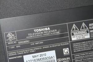 lot 52 image: Toshiba 55 1080p HDTV High Definition Full HD LCD Television  TV  Display - Model 55G300U