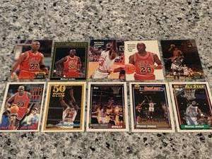 lot 8 image: Lot of 10 Early 1990s Michael Jordan Basketball Cards