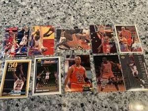 lot 9 image: Lot of 10 Early 1990s Michael Jordan Basketball Cards
