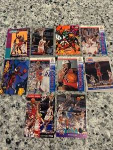 lot 12 image: Lot of 10 Early 1990s Michael Jordan Basketball Cards