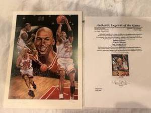 lot 23 image: Limited Edition Signed & Numbered 8 x 10 Michael Jordan Artwork