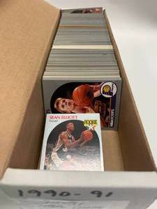 lot 64 image: Misc. Box of 1990-91 NBA Hoops Basketball Cards
