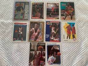 lot 93 image: Lot of 10 Early 1990s Michael Jordan Basketball Cards