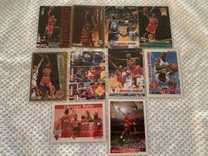 lot 100 image: Lot of 10 Early 1990s Michael Jordan Basketball Cards