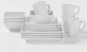 lot 215 image: Square Rim Porcelain 16pc Dinnerware Set - Threshold
