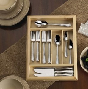 lot 237 image: Mikasa Sinclair 65-piece Stainless Steel Flatware Set with Wood Caddy
